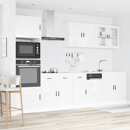Set Mobili da Cucina 7 pz Kalmar Bianchi Lucido in Truciolato