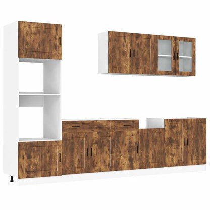 Set Mobili da Cucina 7 pz Kalmar Rovere Fumo Legno Multistrato