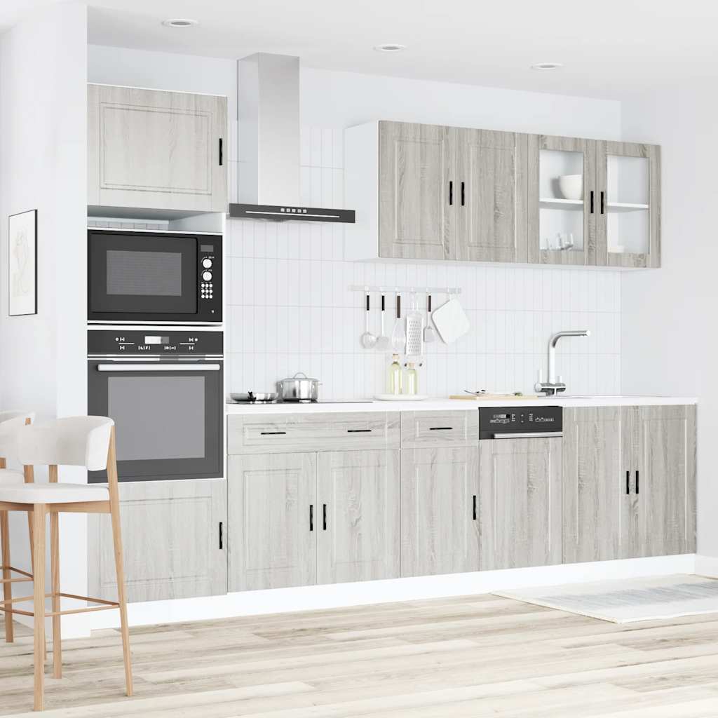 Set Mobili da Cucina 7 pz Kalmar Grigio Sonoma in Truciolato