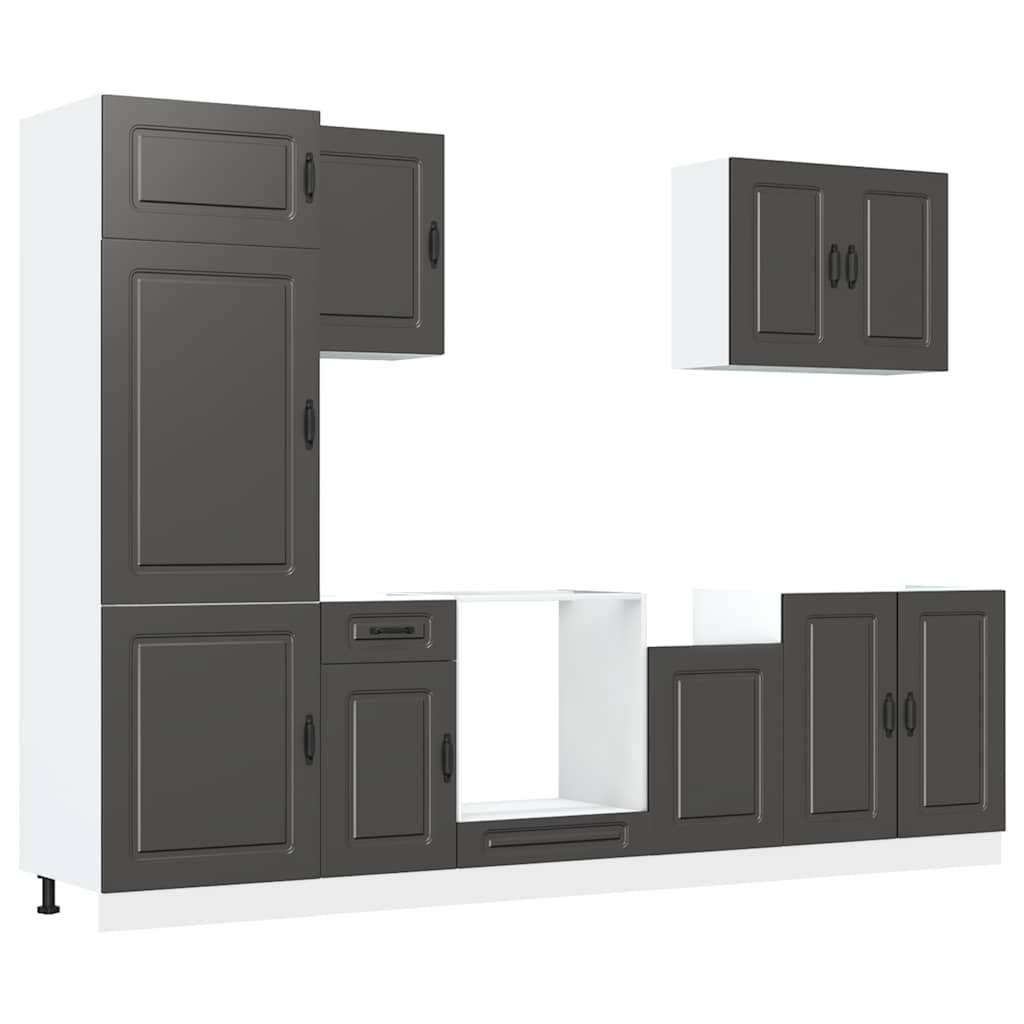 Set Mobili da Cucina 7 pz Kalmar Neri Legno Multistrato