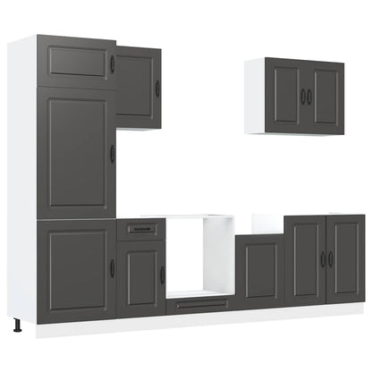 Set Mobili da Cucina 7 pz Kalmar Neri Legno Multistrato