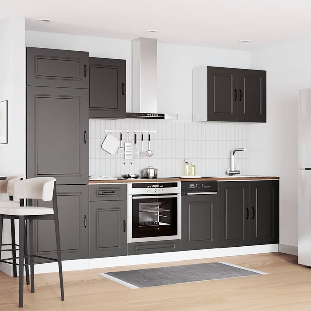 Set Mobili da Cucina 7 pz Kalmar Neri Legno Multistrato
