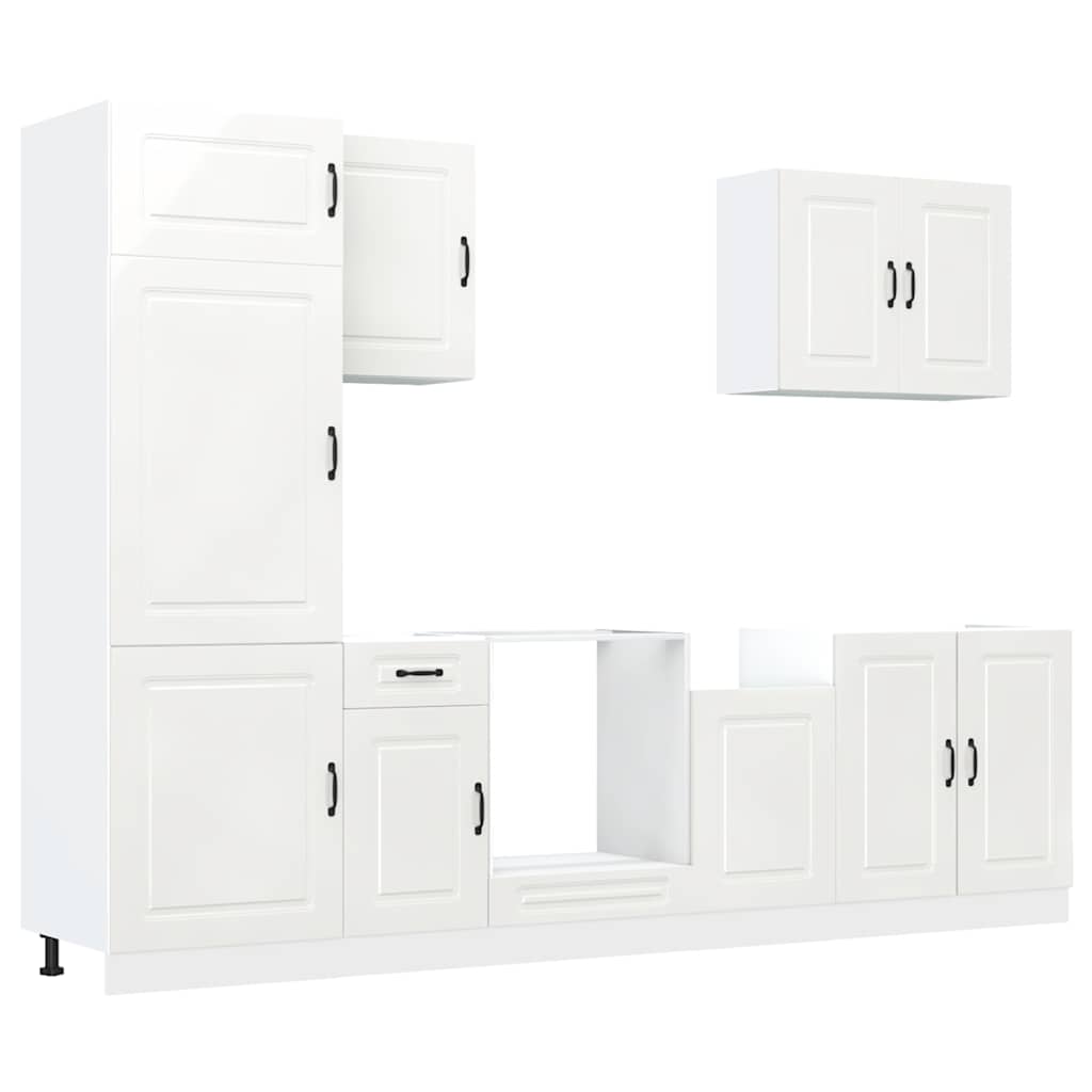 Set Mobili da Cucina 7 pz Kalmar Bianchi Lucido in Truciolato