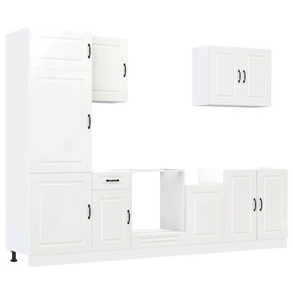 Set Mobili da Cucina 7 pz Kalmar Bianchi Lucido in Truciolato