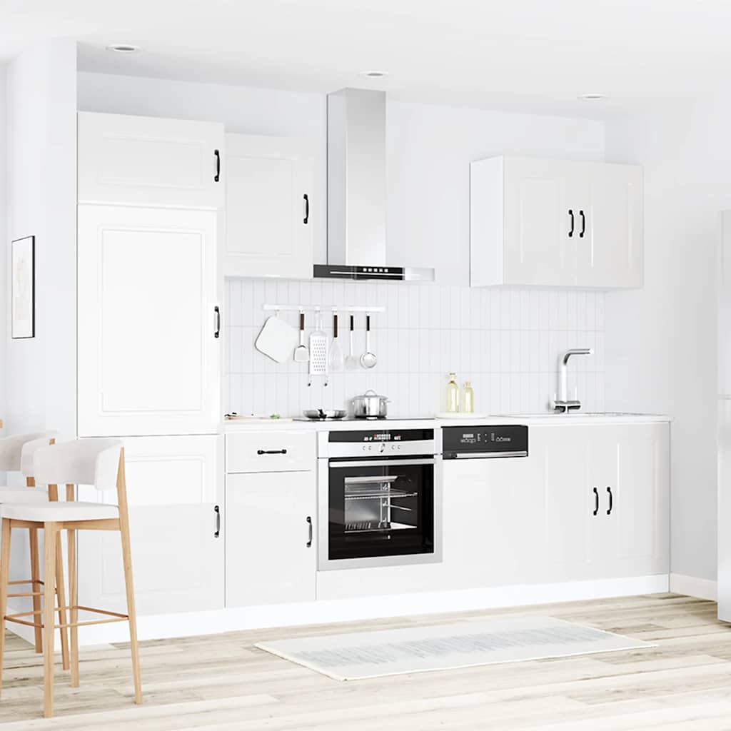 Set Mobili da Cucina 7 pz Kalmar Bianchi Lucido in Truciolato