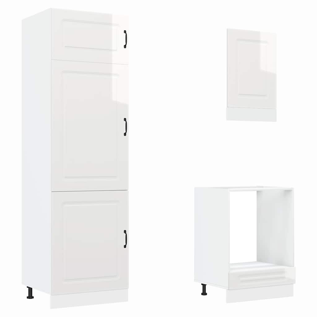 Set Mobili da Cucina 7 pz Kalmar Bianchi Lucido in Truciolato