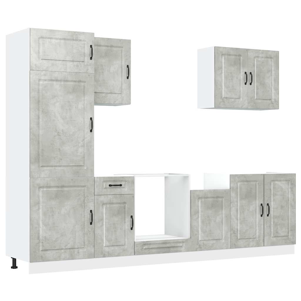 Set Mobili da Cucina 7 pz Kalmar Grigio Cemento in Truciolato