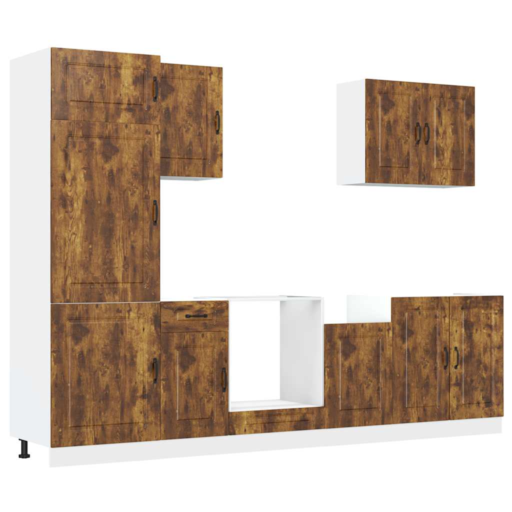 Set Mobili da Cucina 7 pz Kalmar Rovere Fumo Legno Multistrato