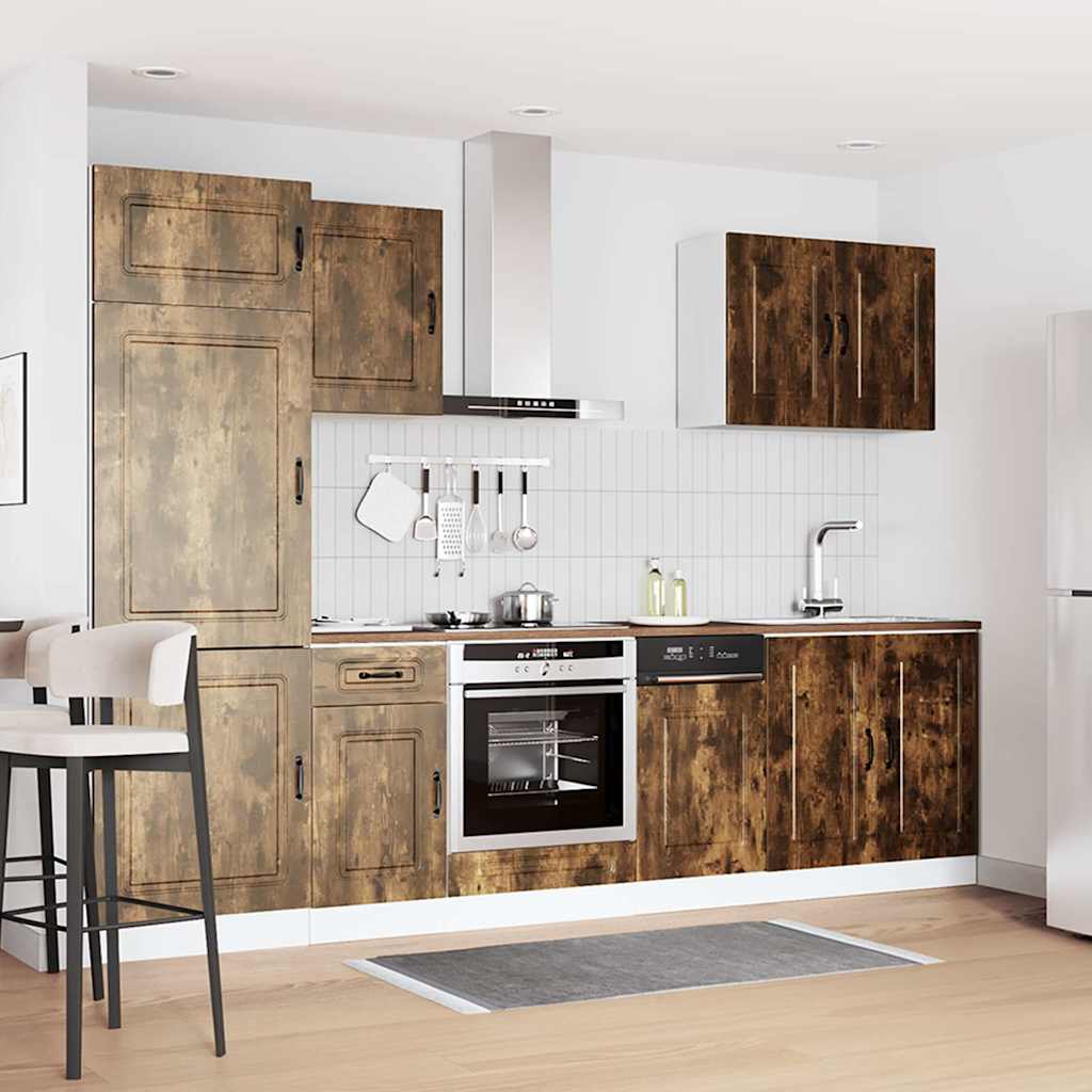 Set Mobili da Cucina 7 pz Kalmar Rovere Fumo Legno Multistrato