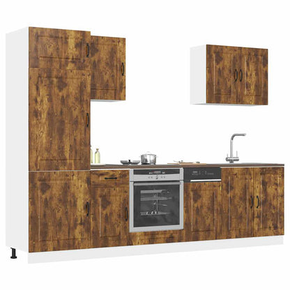 Set Mobili da Cucina 7 pz Porto Rovere Fumo Legno Multistrato