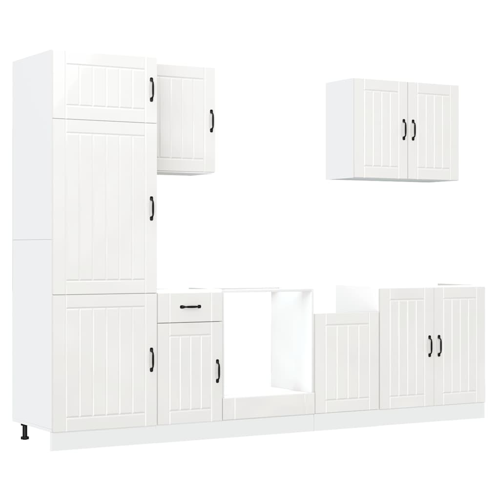 Set Mobili da Cucina 7 pz Lucca Bianco Legno Multistrato