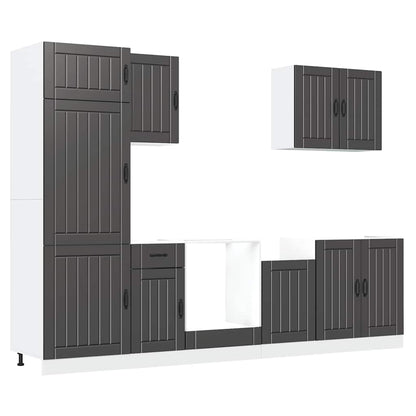 Set Mobili da Cucina 7 pz Lucca Neri Legno Multistrato