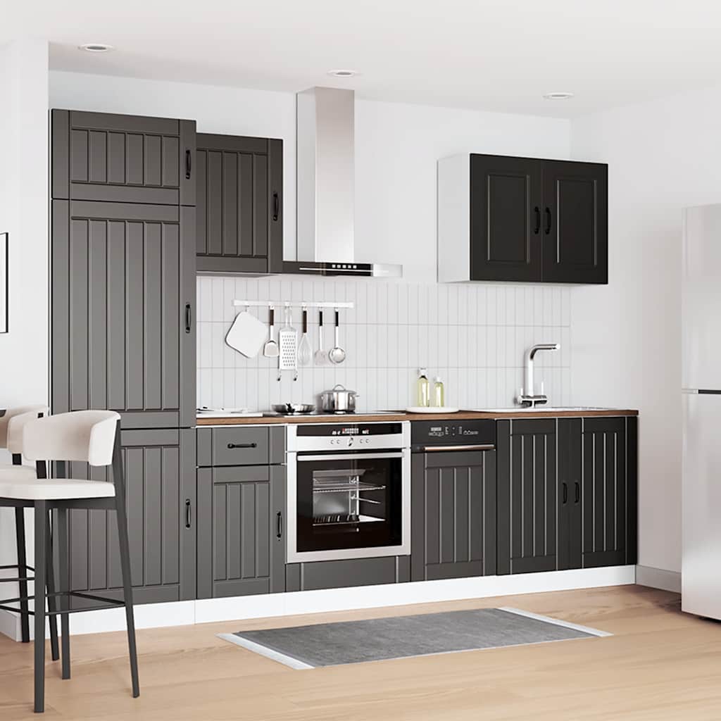 Set Mobili da Cucina 7 pz Lucca Neri Legno Multistrato