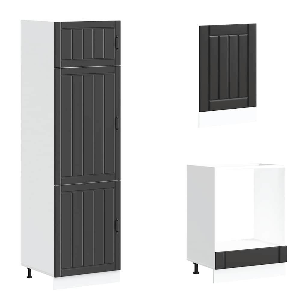 Set Mobili da Cucina 7 pz Lucca Neri Legno Multistrato