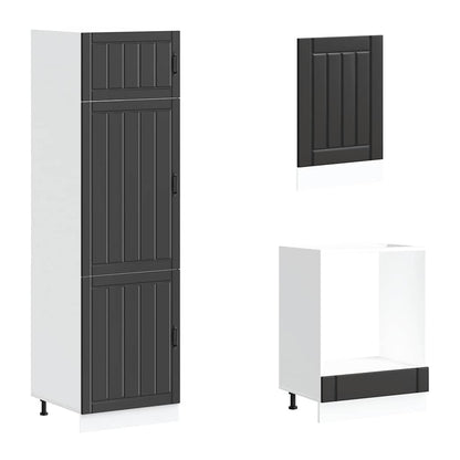Set Mobili da Cucina 7 pz Lucca Neri Legno Multistrato