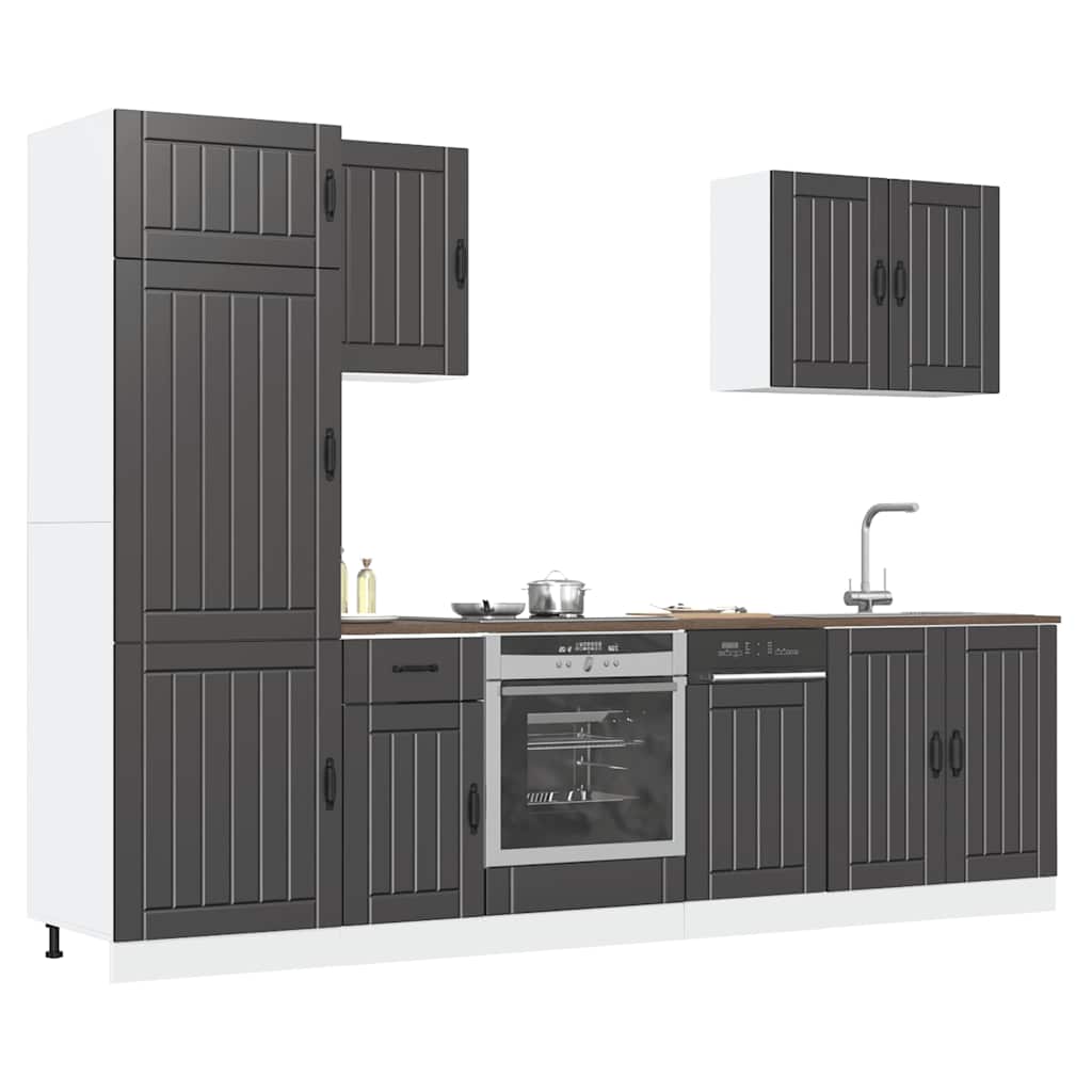 Set Mobili da Cucina 7 pz Lucca Neri Legno Multistrato