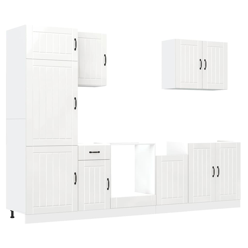 Set Mobili da Cucina 7 pz Lucca Bianchi Lucido in Truciolato