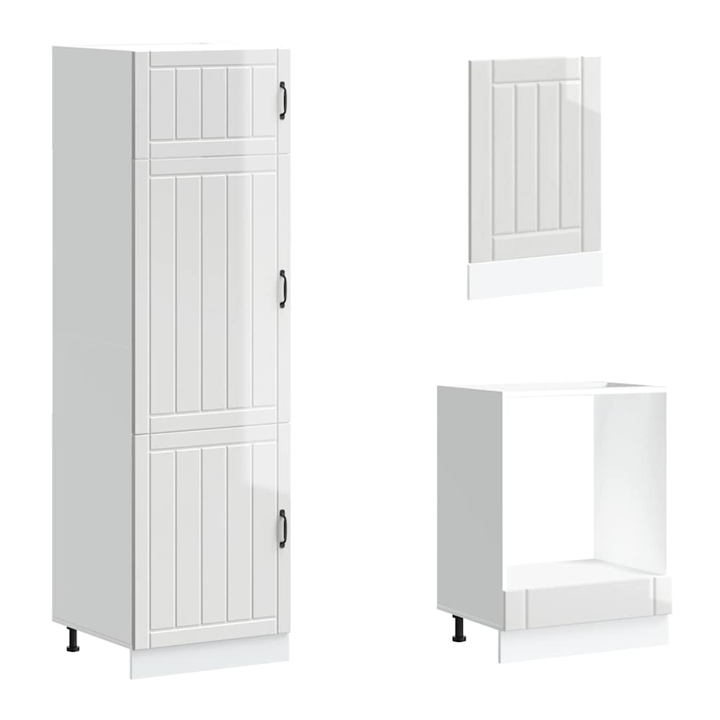 Set Mobili da Cucina 7 pz Lucca Bianchi Lucido in Truciolato
