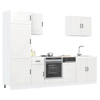 Set Mobili da Cucina 7 pz Lucca Bianchi Lucido in Truciolato