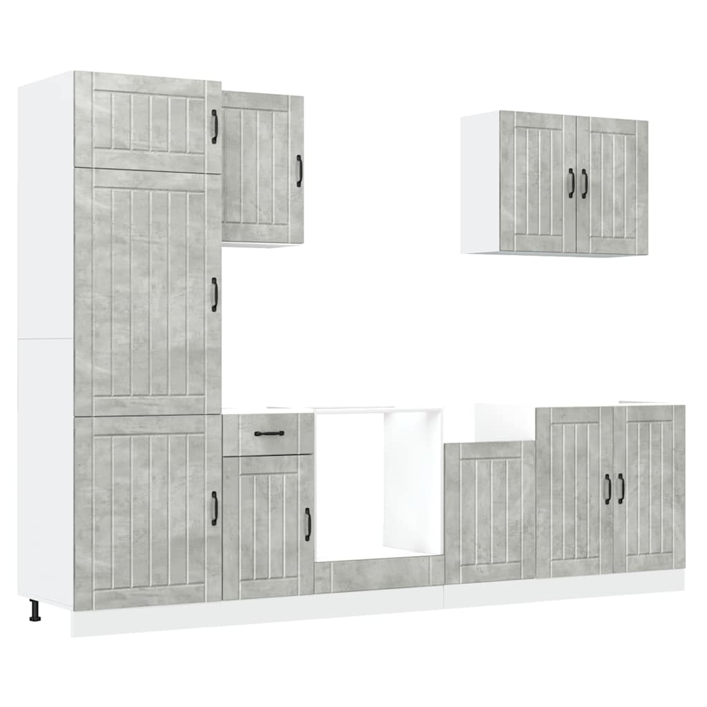Set Mobili da Cucina 7 pz Lucca Grigio Cemento in Truciolato