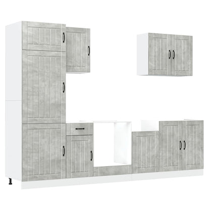 Set Mobili da Cucina 7 pz Lucca Grigio Cemento in Truciolato