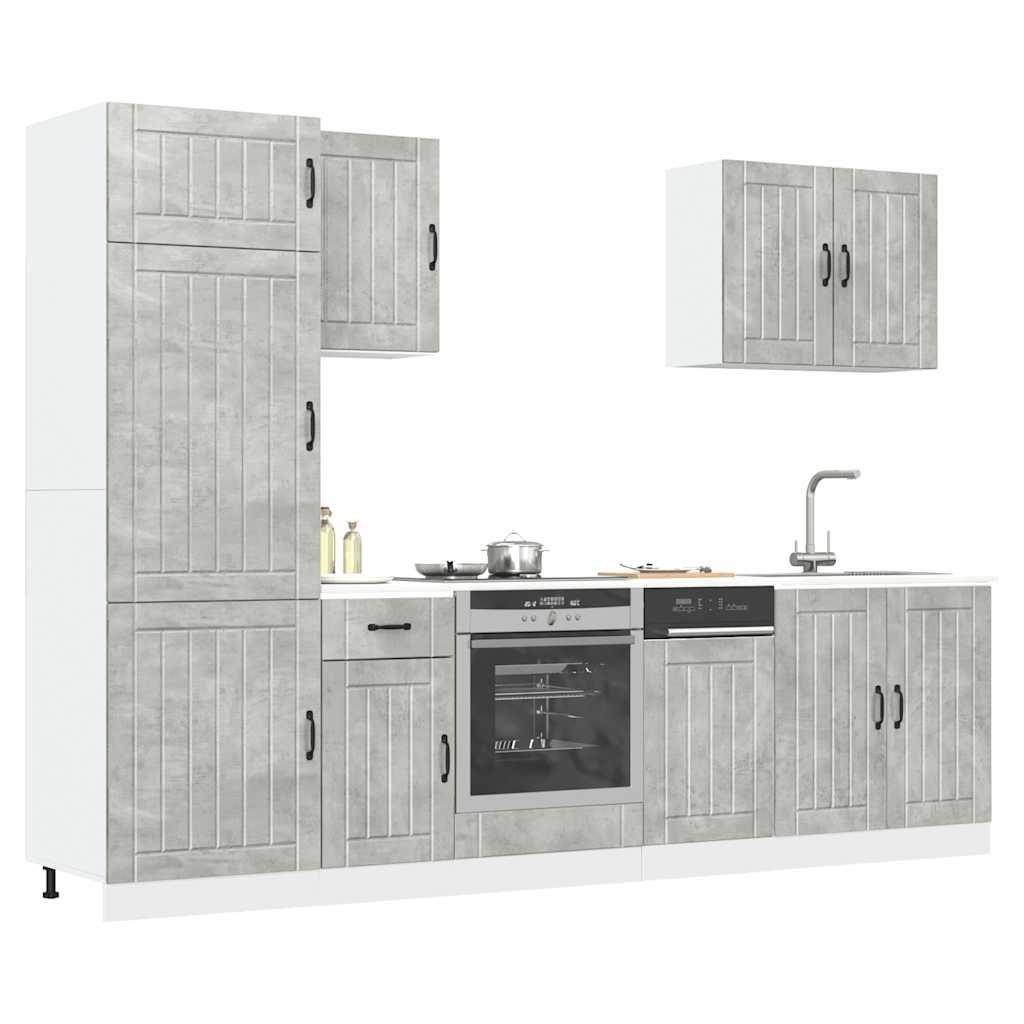 Set Mobili da Cucina 7 pz Lucca Grigio Cemento in Truciolato