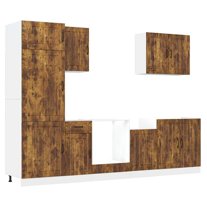 Set Mobili da Cucina 7 pz Lucca Rovere Fumo Legno Multistrato