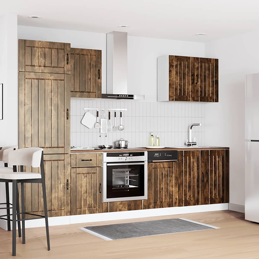Set Mobili da Cucina 7 pz Lucca Rovere Fumo Legno Multistrato