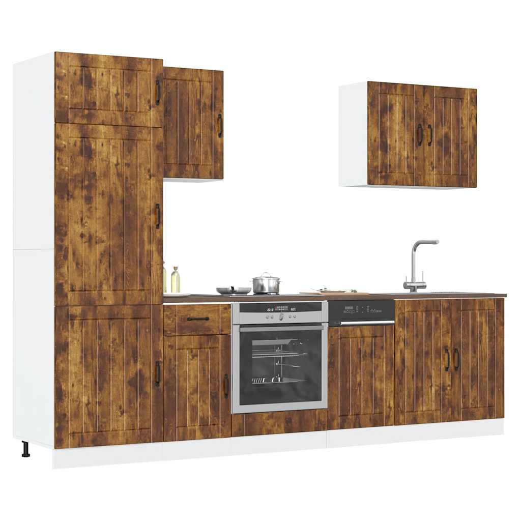 Set Mobili da Cucina 7 pz Lucca Rovere Fumo Legno Multistrato