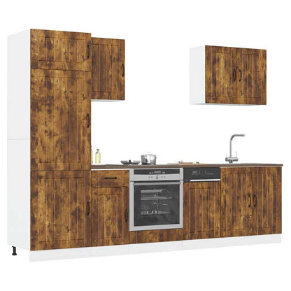 Set Mobili da Cucina 7 pz Lucca Rovere Fumo Legno Multistrato