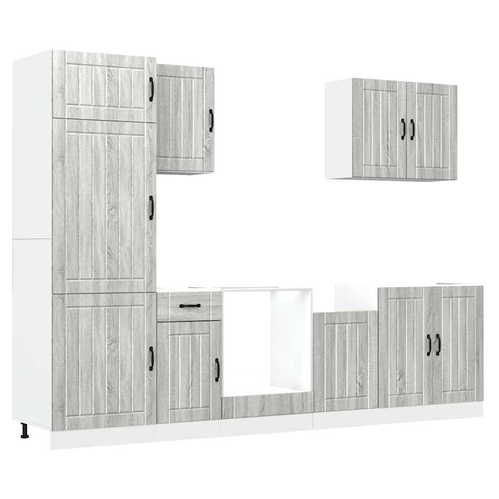 Set Mobili da Cucina 7 pz Lucca Grigio Sonoma in Truciolato