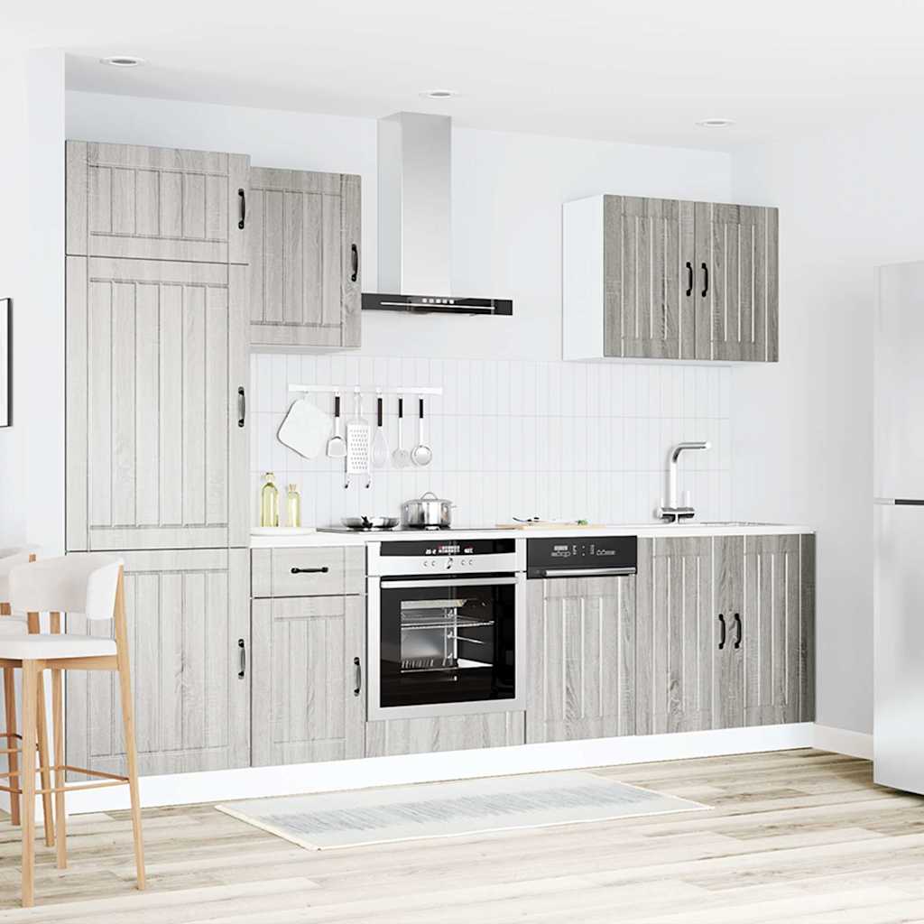 Set Mobili da Cucina 7 pz Lucca Grigio Sonoma in Truciolato