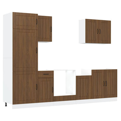 Set Mobili da Cucina 7 pz Lucca Rovere Marrone in Truciolato