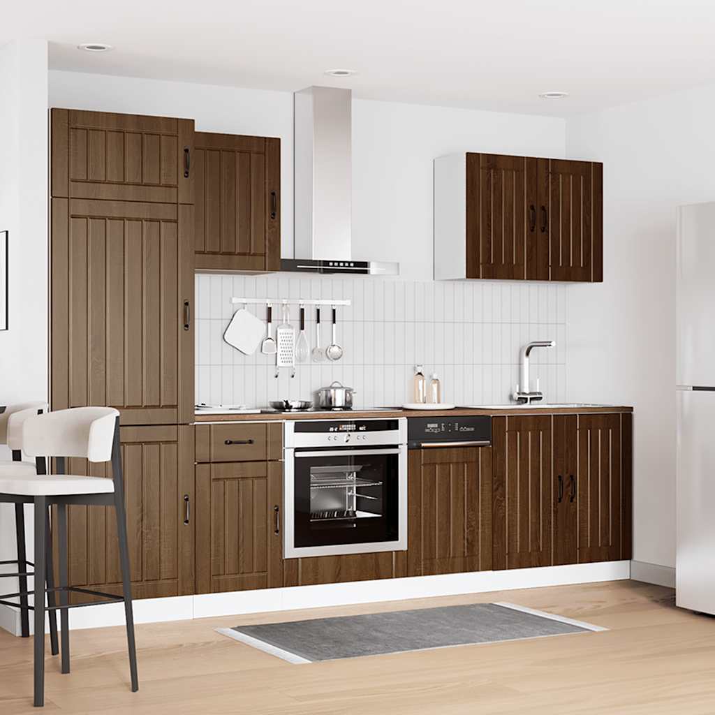 Set Mobili da Cucina 7 pz Lucca Rovere Marrone in Truciolato