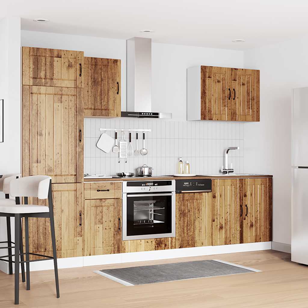 Set Mobili da Cucina 7 pz Lucca Legno Vecchio in Truciolato