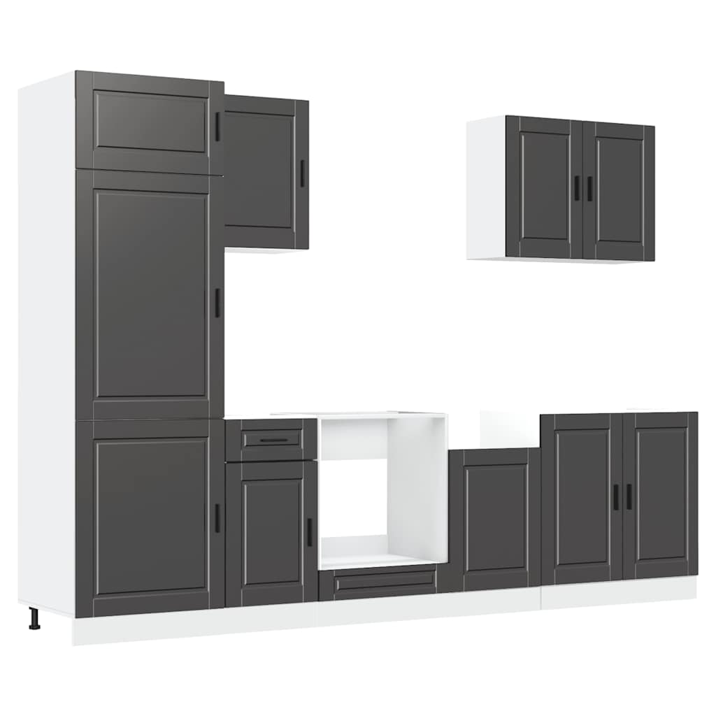 Set Mobili da Cucina 7 pz Porto Neri Legno Multistrato