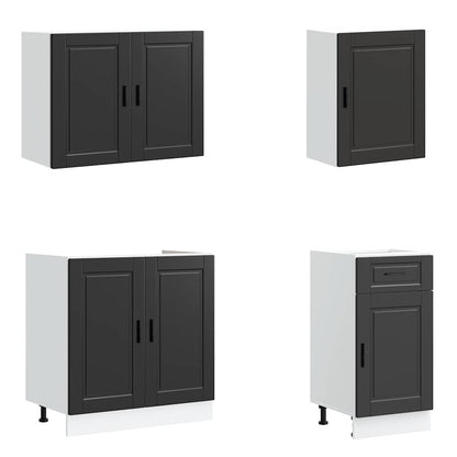 Set Mobili da Cucina 7 pz Porto Neri Legno Multistrato