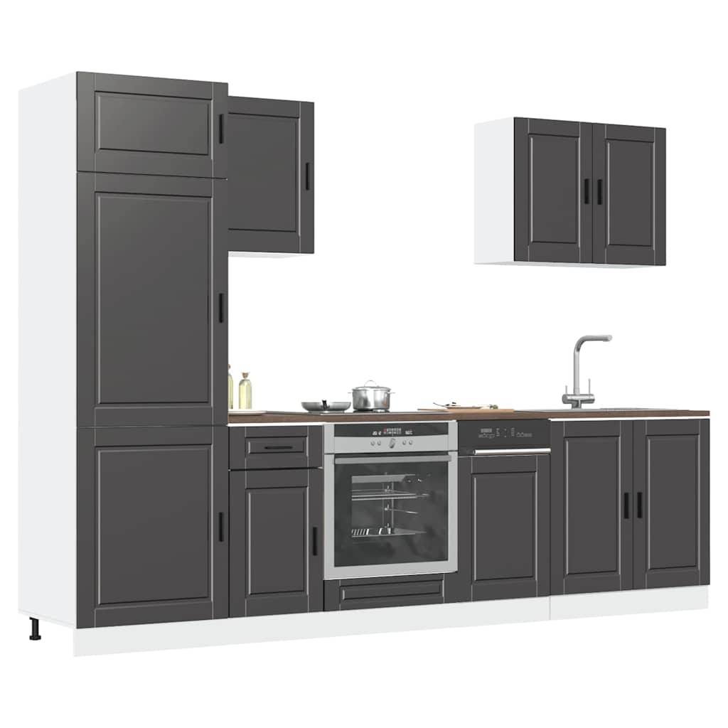 Set Mobili da Cucina 7 pz Porto Neri Legno Multistrato