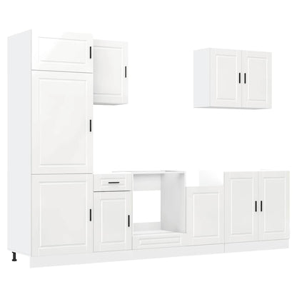 Set Mobili da Cucina 7 pz Porto Bianchi Lucido in Truciolato
