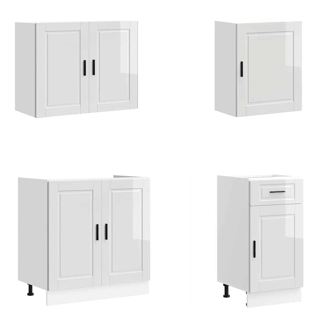 Set Mobili da Cucina 7 pz Porto Bianchi Lucido in Truciolato