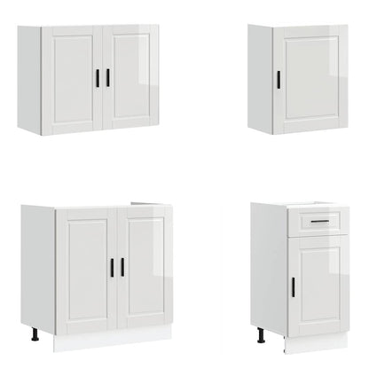 Set Mobili da Cucina 7 pz Porto Bianchi Lucido in Truciolato
