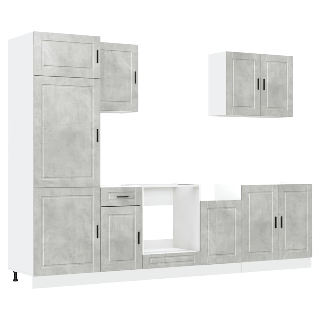 Set Mobili da Cucina 7 pz Porto Grigio Cemento in Truciolato