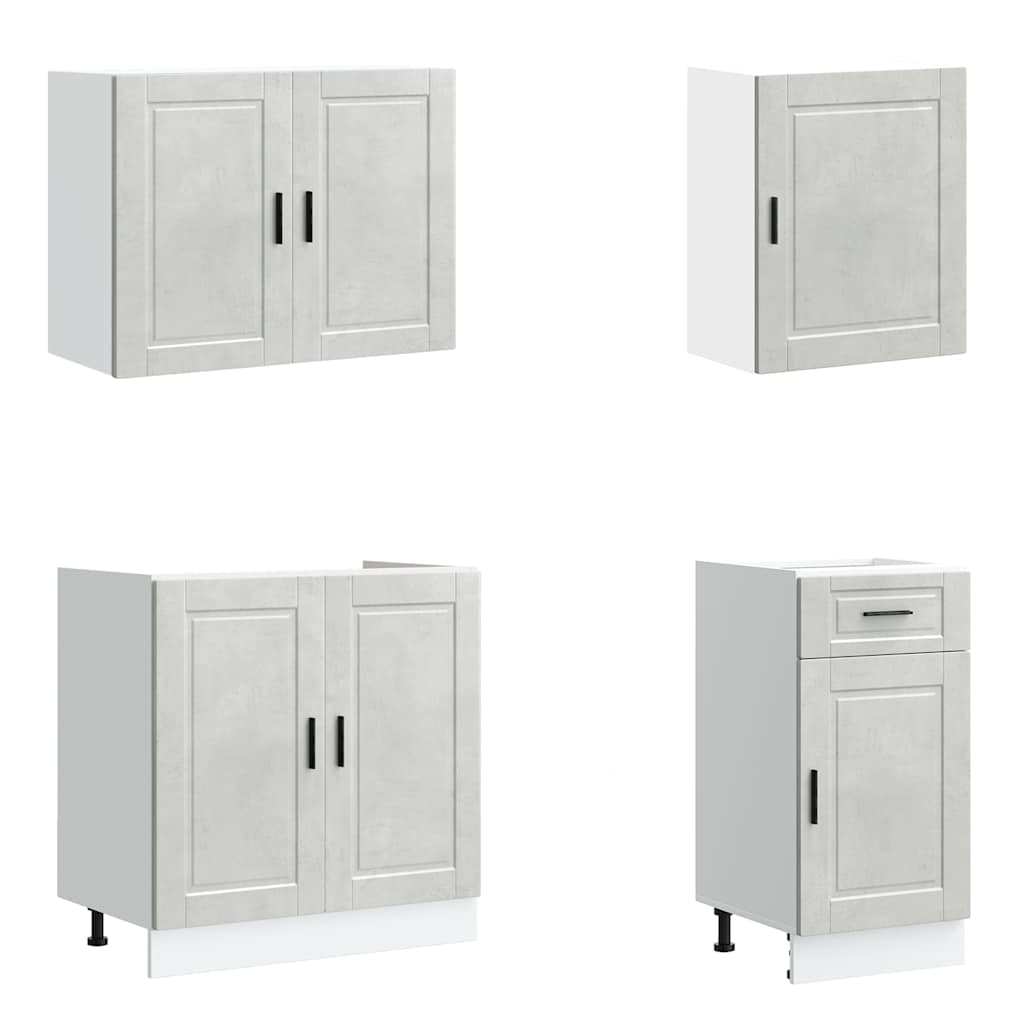 Set Mobili da Cucina 7 pz Porto Grigio Cemento in Truciolato