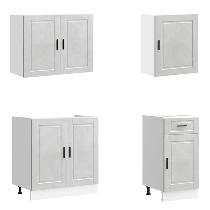 Set Mobili da Cucina 7 pz Porto Grigio Cemento in Truciolato