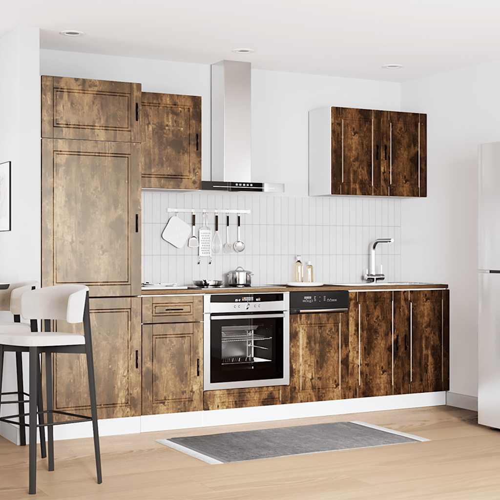 Set Mobili da Cucina 7 pz Porto Rovere Fumo Legno Multistrato