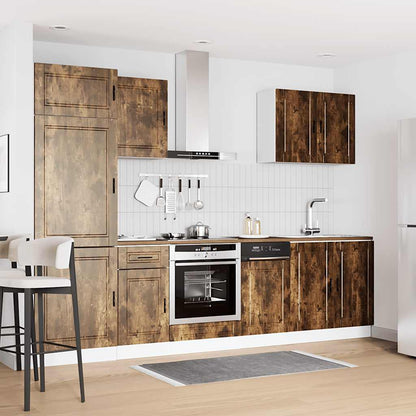 Set Mobili da Cucina 7 pz Porto Rovere Fumo Legno Multistrato
