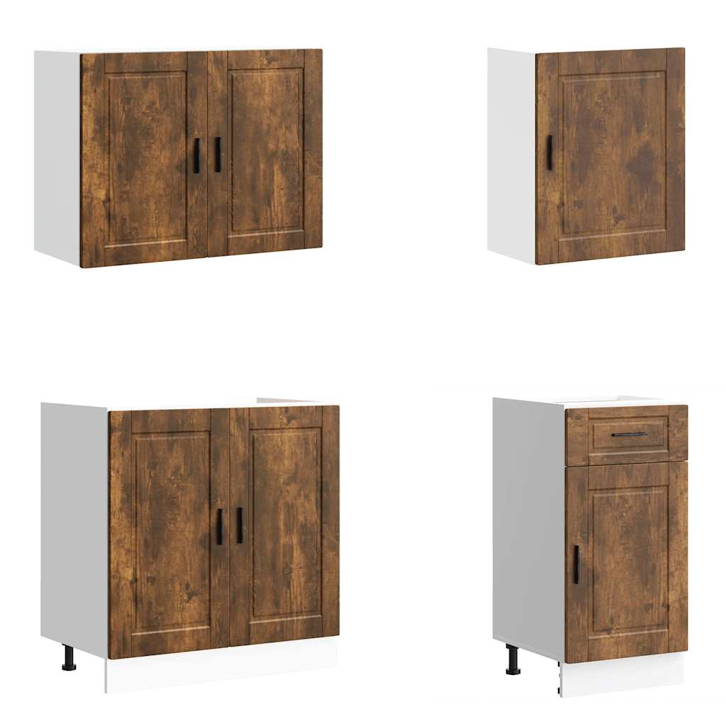 Set Mobili da Cucina 7 pz Porto Rovere Fumo Legno Multistrato