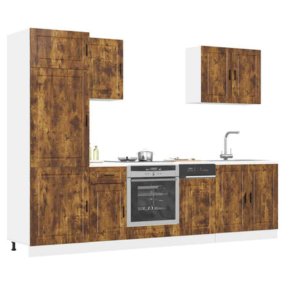 Set Mobili da Cucina 7 pz Porto Rovere Fumo Legno Multistrato