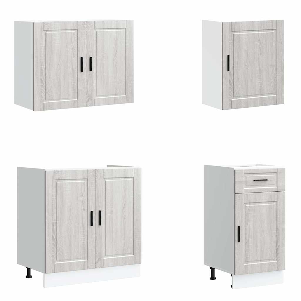 Set Mobili da Cucina 7 pz Porto Grigio Sonoma in Truciolato