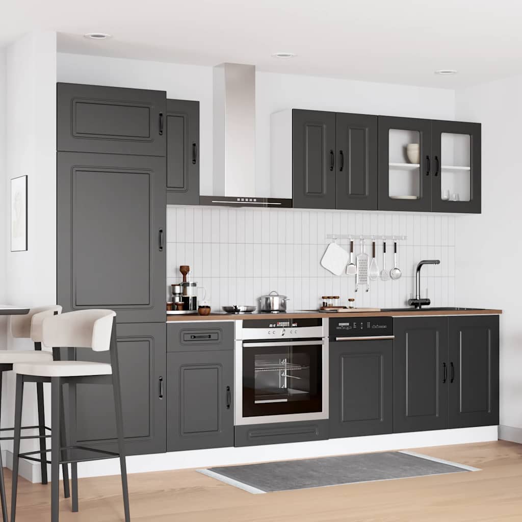 Set Mobili da Cucina 8 pz Kalmar Neri Legno Multistrato